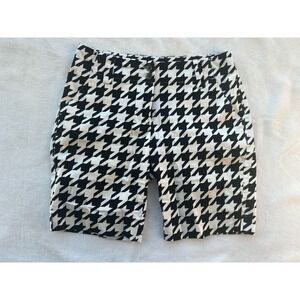 Loudmouth Golf Bermuda Shorts Black White Houndstooth Check Plaid‎ Sz 0